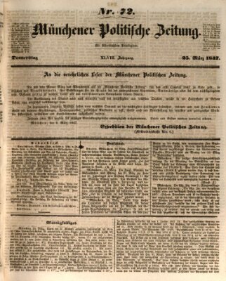 Münchener politische Zeitung (Süddeutsche Presse) Donnerstag 25. März 1847