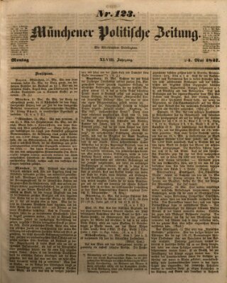 Münchener politische Zeitung (Süddeutsche Presse) Montag 24. Mai 1847