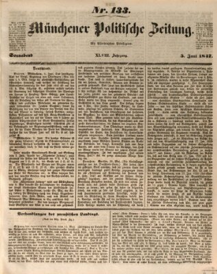 Münchener politische Zeitung (Süddeutsche Presse) Samstag 5. Juni 1847