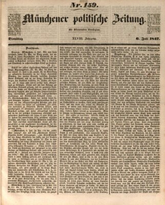 Münchener politische Zeitung (Süddeutsche Presse) Dienstag 6. Juli 1847