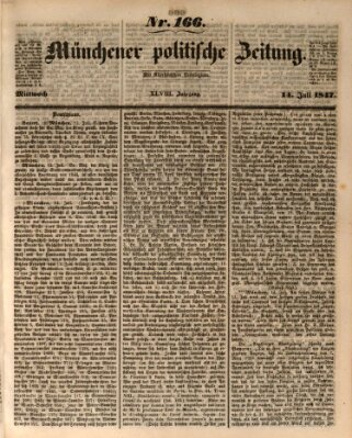 Münchener politische Zeitung (Süddeutsche Presse) Mittwoch 14. Juli 1847