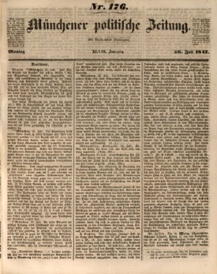 Münchener politische Zeitung (Süddeutsche Presse) Montag 26. Juli 1847