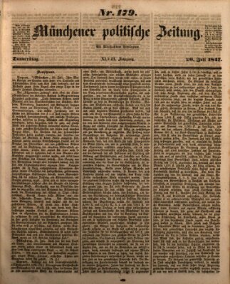 Münchener politische Zeitung (Süddeutsche Presse) Donnerstag 29. Juli 1847