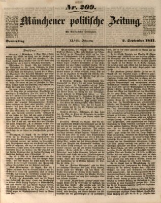 Münchener politische Zeitung (Süddeutsche Presse) Donnerstag 2. September 1847