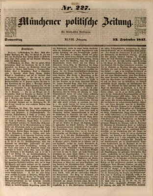 Münchener politische Zeitung (Süddeutsche Presse) Donnerstag 23. September 1847