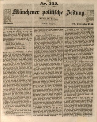 Münchener politische Zeitung (Süddeutsche Presse) Mittwoch 29. September 1847