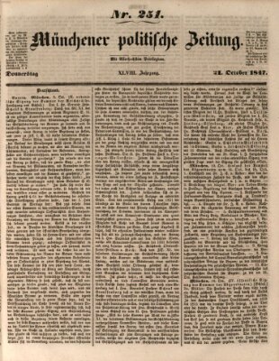 Münchener politische Zeitung (Süddeutsche Presse) Donnerstag 21. Oktober 1847