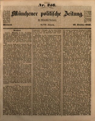 Münchener politische Zeitung (Süddeutsche Presse) Mittwoch 27. Oktober 1847