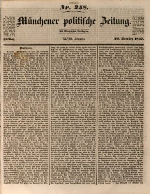 Münchener politische Zeitung (Süddeutsche Presse) Freitag 29. Oktober 1847