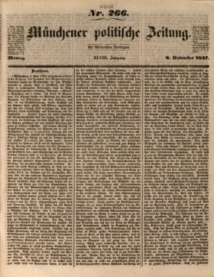 Münchener politische Zeitung (Süddeutsche Presse) Montag 8. November 1847