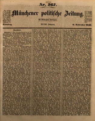 Münchener politische Zeitung (Süddeutsche Presse) Dienstag 9. November 1847