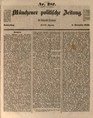 Münchener politische Zeitung (Süddeutsche Presse) Donnerstag 2. Dezember 1847