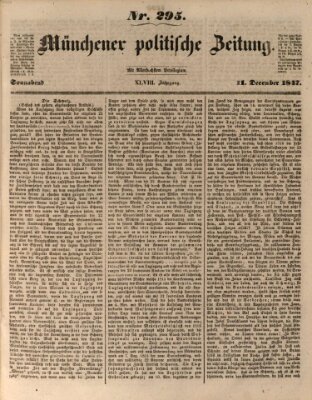 Münchener politische Zeitung (Süddeutsche Presse) Samstag 11. Dezember 1847