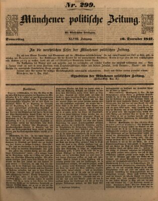 Münchener politische Zeitung (Süddeutsche Presse) Donnerstag 16. Dezember 1847