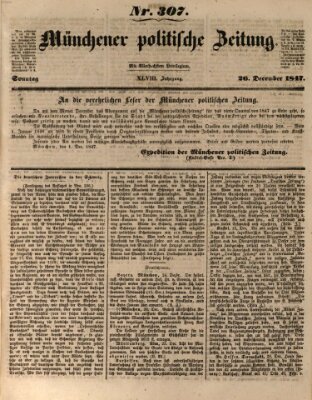 Münchener politische Zeitung (Süddeutsche Presse) Sonntag 26. Dezember 1847