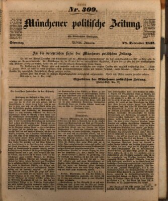 Münchener politische Zeitung (Süddeutsche Presse) Dienstag 28. Dezember 1847