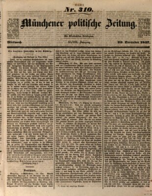 Münchener politische Zeitung (Süddeutsche Presse) Mittwoch 29. Dezember 1847