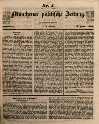 Münchener politische Zeitung (Süddeutsche Presse) Donnerstag 6. Januar 1848