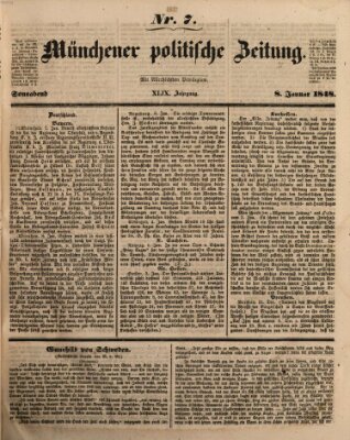 Münchener politische Zeitung (Süddeutsche Presse) Samstag 8. Januar 1848