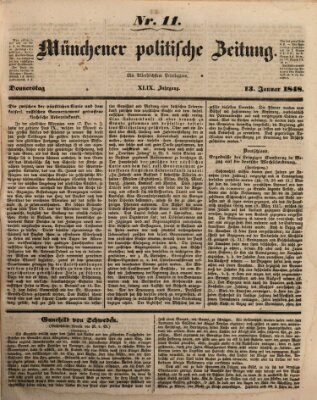 Münchener politische Zeitung (Süddeutsche Presse) Donnerstag 13. Januar 1848