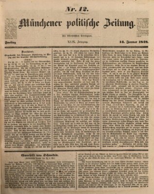 Münchener politische Zeitung (Süddeutsche Presse) Freitag 14. Januar 1848