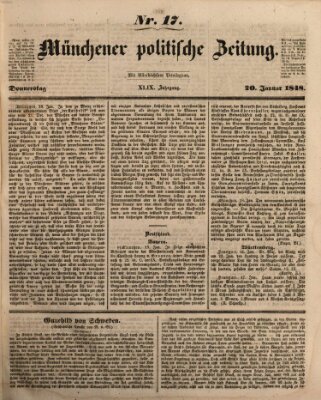 Münchener politische Zeitung (Süddeutsche Presse) Donnerstag 20. Januar 1848