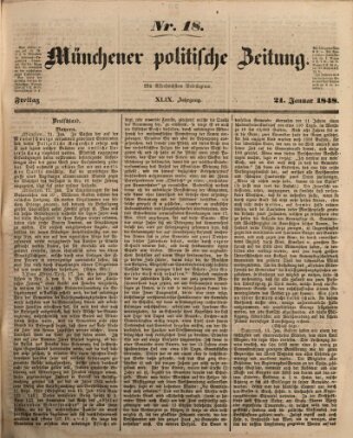 Münchener politische Zeitung (Süddeutsche Presse) Freitag 21. Januar 1848