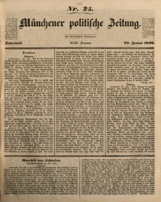 Münchener politische Zeitung (Süddeutsche Presse) Samstag 29. Januar 1848