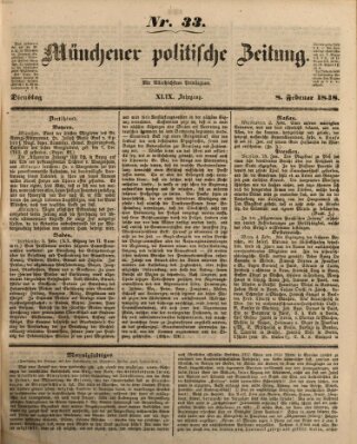 Münchener politische Zeitung (Süddeutsche Presse) Dienstag 8. Februar 1848