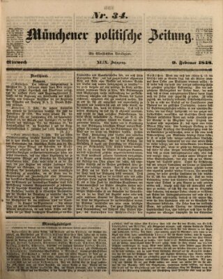 Münchener politische Zeitung (Süddeutsche Presse) Mittwoch 9. Februar 1848