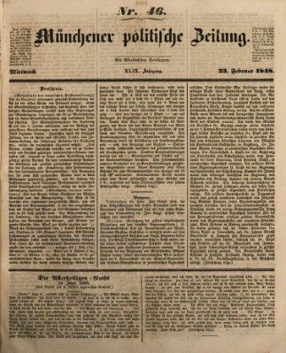 Münchener politische Zeitung (Süddeutsche Presse) Mittwoch 23. Februar 1848