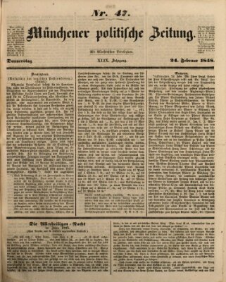 Münchener politische Zeitung (Süddeutsche Presse) Donnerstag 24. Februar 1848