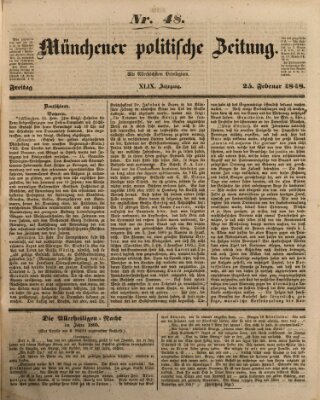 Münchener politische Zeitung (Süddeutsche Presse) Freitag 25. Februar 1848