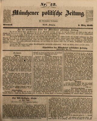 Münchener politische Zeitung (Süddeutsche Presse) Mittwoch 1. März 1848