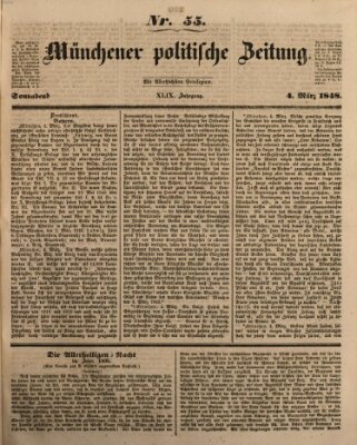 Münchener politische Zeitung (Süddeutsche Presse) Samstag 4. März 1848