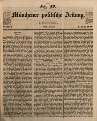 Münchener politische Zeitung (Süddeutsche Presse) Mittwoch 8. März 1848