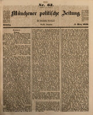 Münchener politische Zeitung (Süddeutsche Presse) Sonntag 12. März 1848