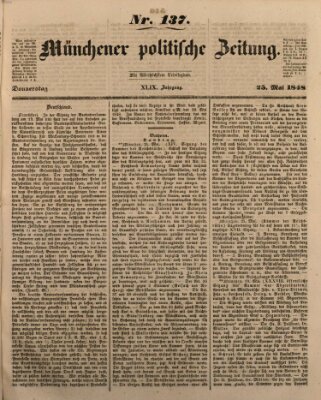 Münchener politische Zeitung (Süddeutsche Presse) Donnerstag 25. Mai 1848