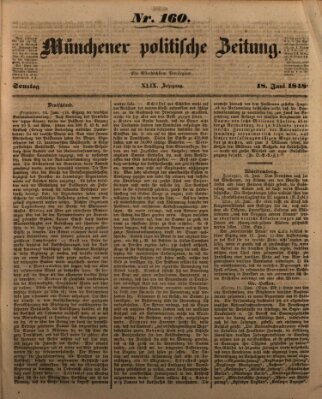 Münchener politische Zeitung (Süddeutsche Presse) Sonntag 18. Juni 1848