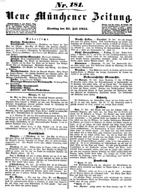 Neue Münchener Zeitung (Süddeutsche Presse) Dienstag 31. Juli 1855