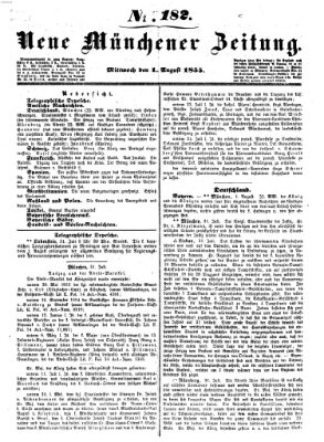 Neue Münchener Zeitung (Süddeutsche Presse) Mittwoch 1. August 1855