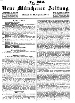 Neue Münchener Zeitung (Süddeutsche Presse) Mittwoch 19. September 1855