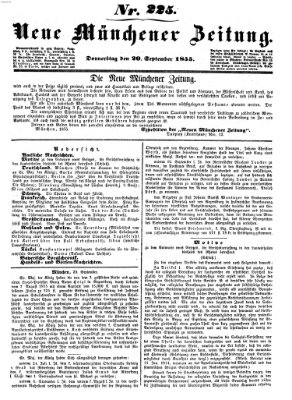 Neue Münchener Zeitung (Süddeutsche Presse) Donnerstag 20. September 1855