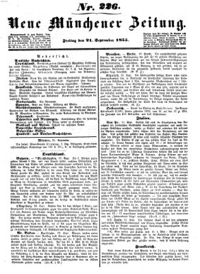 Neue Münchener Zeitung (Süddeutsche Presse) Freitag 21. September 1855