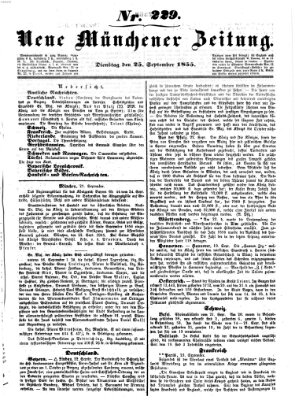 Neue Münchener Zeitung (Süddeutsche Presse) Dienstag 25. September 1855