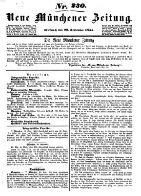 Neue Münchener Zeitung (Süddeutsche Presse) Mittwoch 26. September 1855