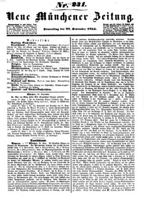 Neue Münchener Zeitung (Süddeutsche Presse) Donnerstag 27. September 1855