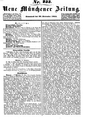 Neue Münchener Zeitung (Süddeutsche Presse) Samstag 29. September 1855