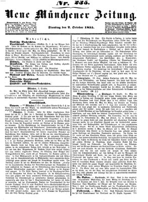 Neue Münchener Zeitung (Süddeutsche Presse) Dienstag 2. Oktober 1855