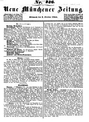 Neue Münchener Zeitung (Süddeutsche Presse) Mittwoch 3. Oktober 1855